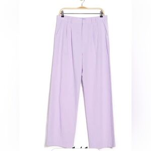 Sophie Rue cotton linen Pants Pleated light purple Lavender Wide Leg medium